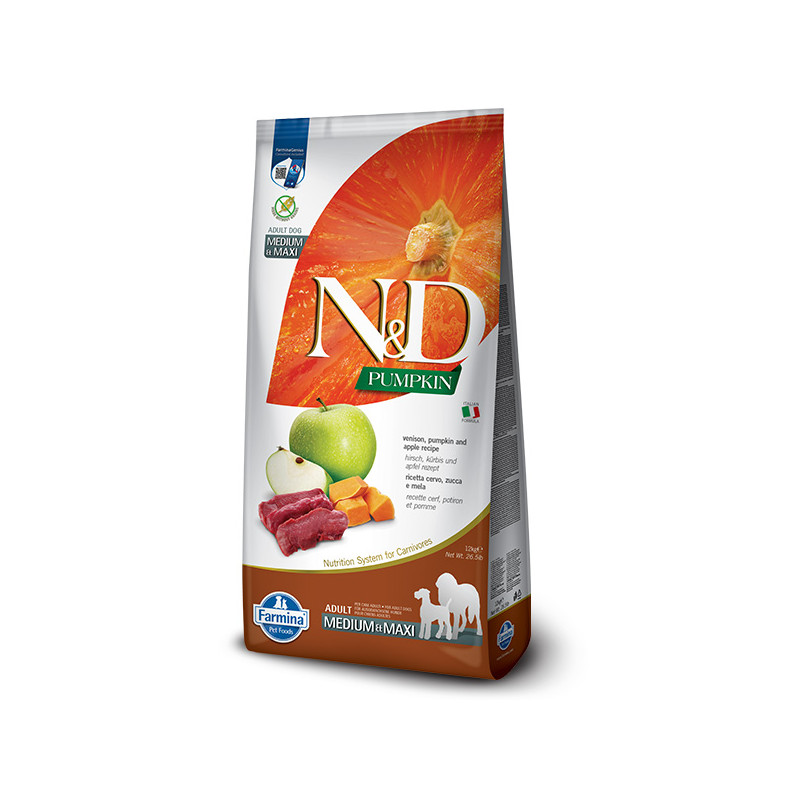 Farmina Natural & Delicious Pumpkin Grain Free Adult Medium & Maxi con Cervo, Zucca e Melograno - 12KG