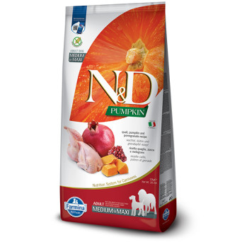 Farmina Natural & Delicious Pumpkin Grain Free Adult Medium & Maxi con Quaglia, Zucca e Melograno - 12KG -