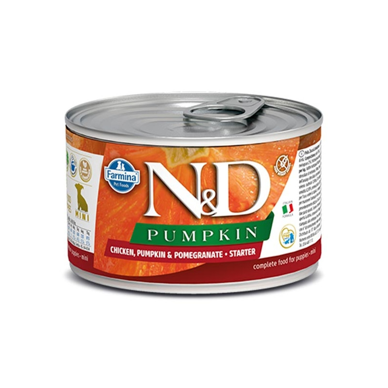 Farmina Natural & Delicious Pumpkin Starter Mini con Pollo, Melograno e Zucca - 140GR Farmina Natural & Delicious Pumpkin Starter Mini con Pollo, Melograno e Zucca - 140GR