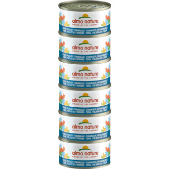 Almo Nature Megapack Thon, Poulet et Fromage - 6x70 g - 