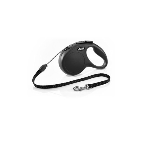 FLEXI Guinzaglio New Classic Nero con Corda Tg xs - 