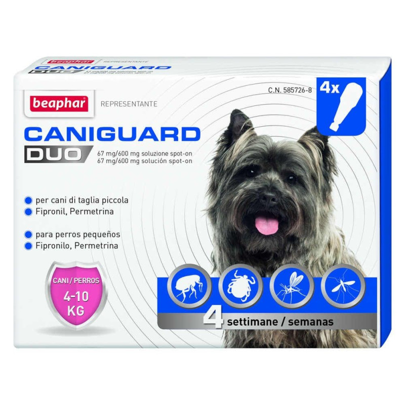 BEAPHAR CANIGUARD DUO CANE spot-on  4-10 kg. 4 pipette.