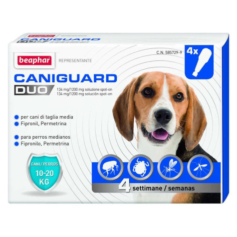 BEAPHAR CANIGUARD DUO DOG spot-on 10-20 kg. 4 pipettes.
