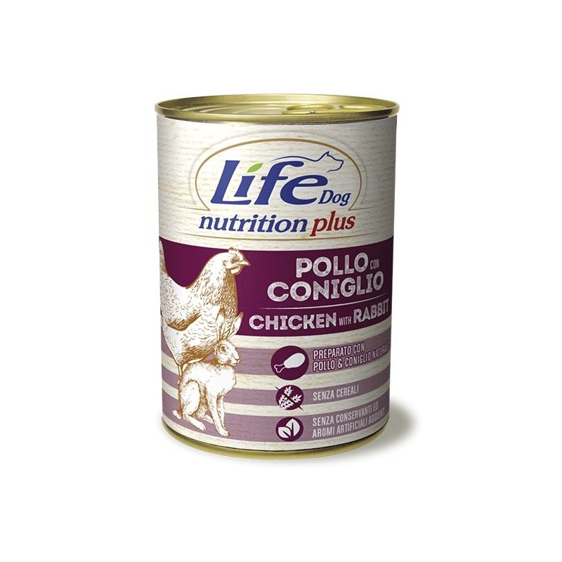 LIFE PET CARE Life Dog Nutrition Plus Pollo con Coniglio 400 gr.