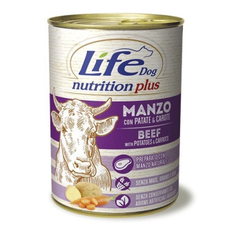 LIFE PET CARE Life Dog Nutrition Plus Manzo a Pezzettoni con Patate e Carote 400 gr. - 