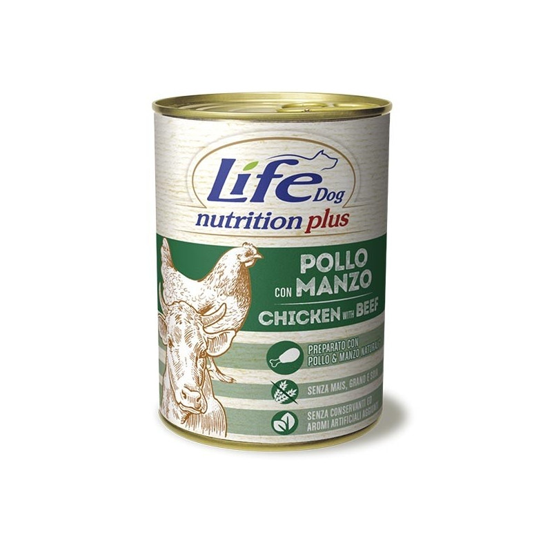 LIFE PET CARE Life Dog Nutrition Plus Manzo e Pollo 400 gr.