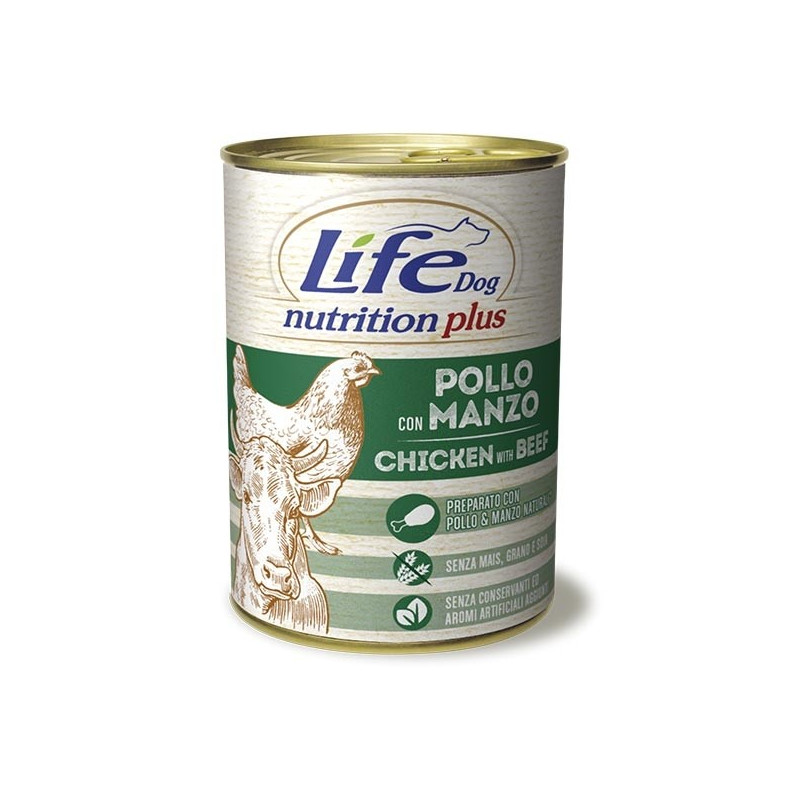LIFE PET CARE Life Dog Nutrition Plus Bœuf et Poulet 400 g