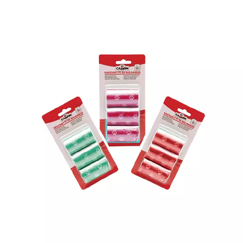CAMON Cane Replacement Bags Pink Red Green 3 Pcs.