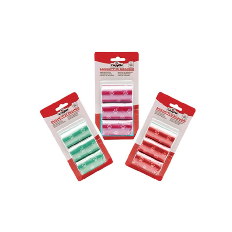 CAMON Chien sachets de Ricambio Rosa rouge vert 3 pièces