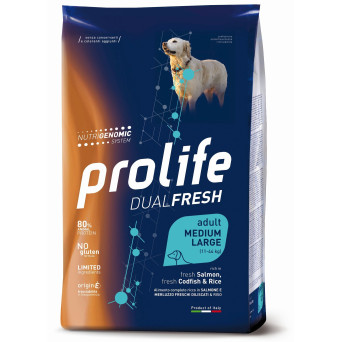 Prolife Cane Dual Fresh Adult Salmone,Merluzzo&Riso - Medium/Large 2,5kg - 