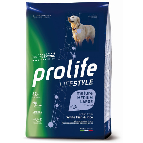 Prolife Chien Life Style Mature Poisson blanc et Riz - Medium/Large 12 kg
