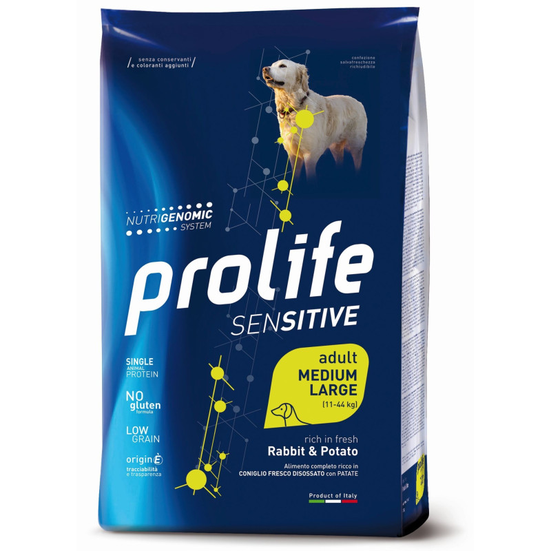 Prolife Chien Sensitive Adult Lapin et Pomme de terre - Medium/Large 2,5 kg Prolife Chien Sensitive Adult Lapin et Pomme de terre - Medium/Large 2,5 kg