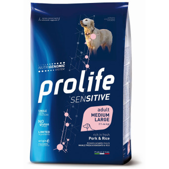 Prolife Cane Sensitive Adult Maiale&Riso - Medium/Large 10kg - 