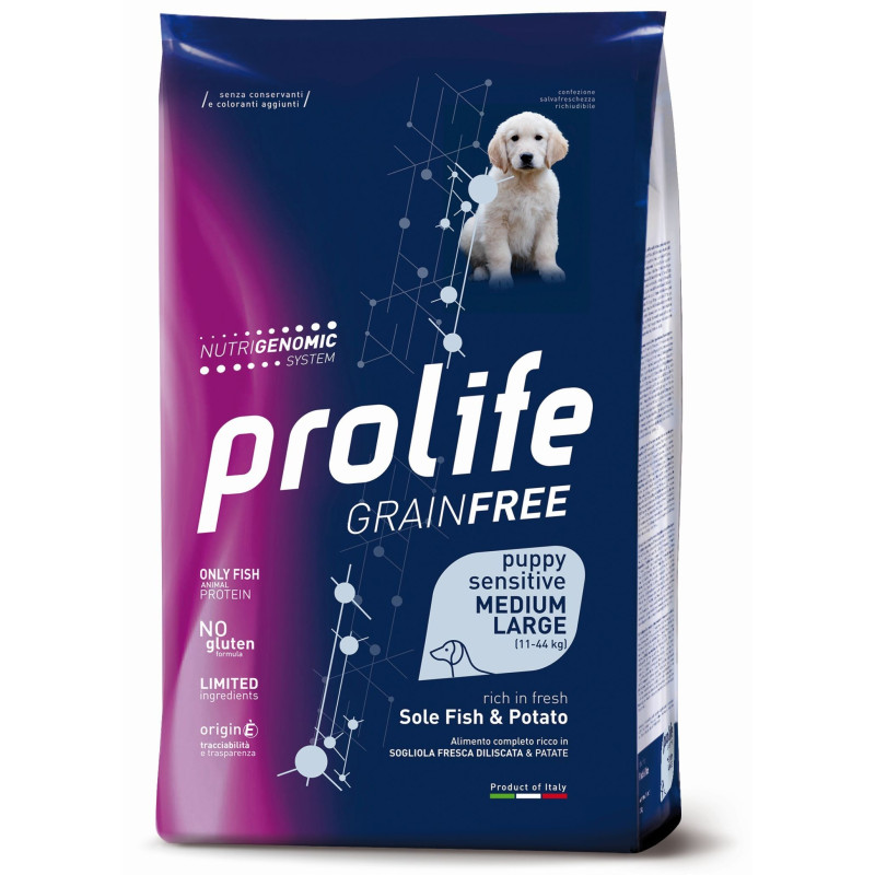 Prolife Chien Grain Free Puppy Sensitive Sogliola et Pomme de terre - Medium/Large 2,5 kg
