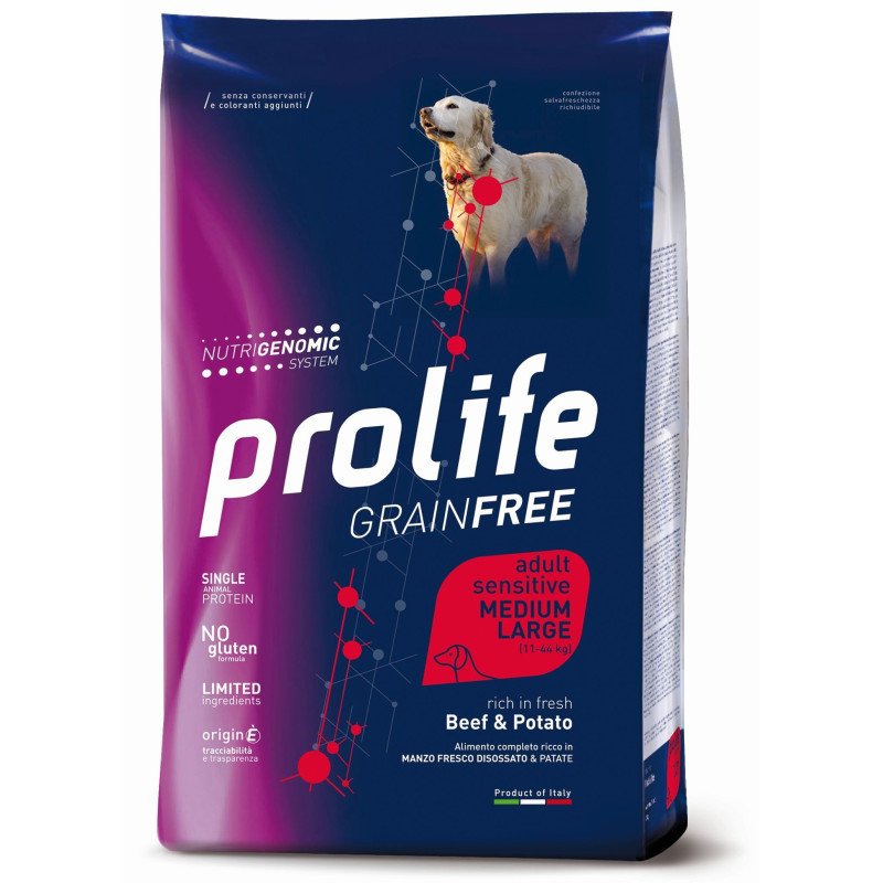 Prolife Grain Free Adult Sensitive Manzo & Patata - Medium/Large 2,5kg