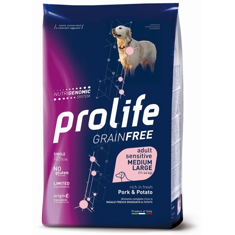 Prolife Cane Grain Free Adult Sensitive Maiale & Patata- Medium/Large 10kg