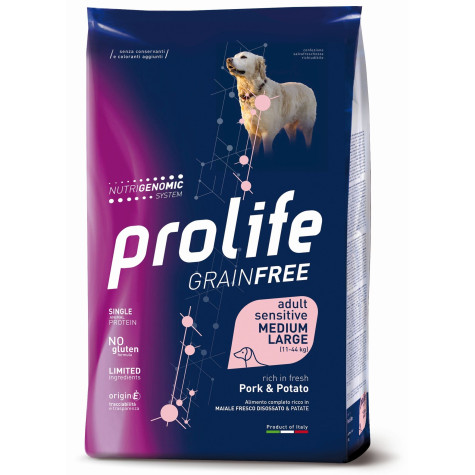 Prolife Cane Grain Free Adult Sensitive Maiale & Patata- Medium/Large 10kg - 