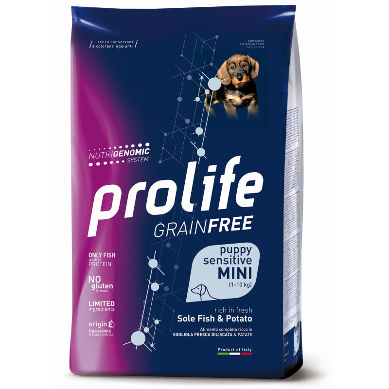 Prolife Chien Grain Free Puppy Sensitive Sogliola et Pomme de terre - Mini 2 kg Prolife Chien Grain Free Puppy Sensitive Sogliola et Pomme de terre - Mini 2 kg