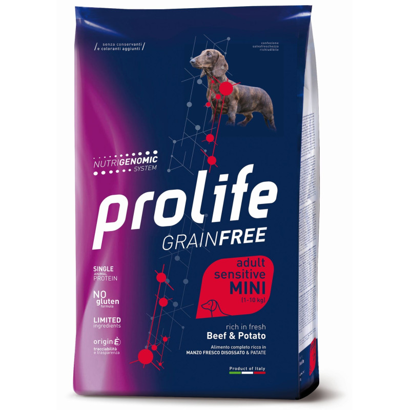 Prolife Chien Grain Free Adult Sensitive Bœuf et Pomme de terre - Mini 2 kg