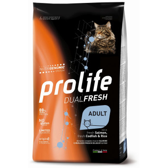 Prolife Gatto Dual Fresh Adult Salmone Merluzzo Riso 1,5 kg - 