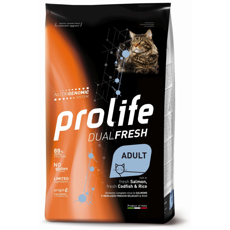 Prolife Chat Dual Fresh Adult Saumon cabillaud Riz 1,5 kg Prolife Chat Dual Fresh Adult Saumon cabillaud Riz 1,5 kg