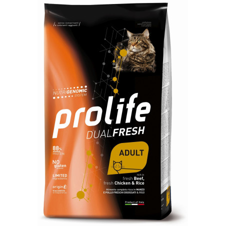 Prolife Gatto Dual Fresh Adult  Manzo Pollo Riso 1,5 kg - 