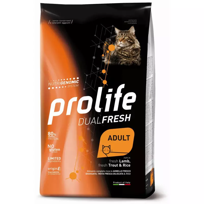 Prolife Gatto Dual Fresh Adult Agnello Trota Riso 1,5 kg Prolife Gatto Dual Fresh Adult Agnello Trota Riso 1,5 kg
