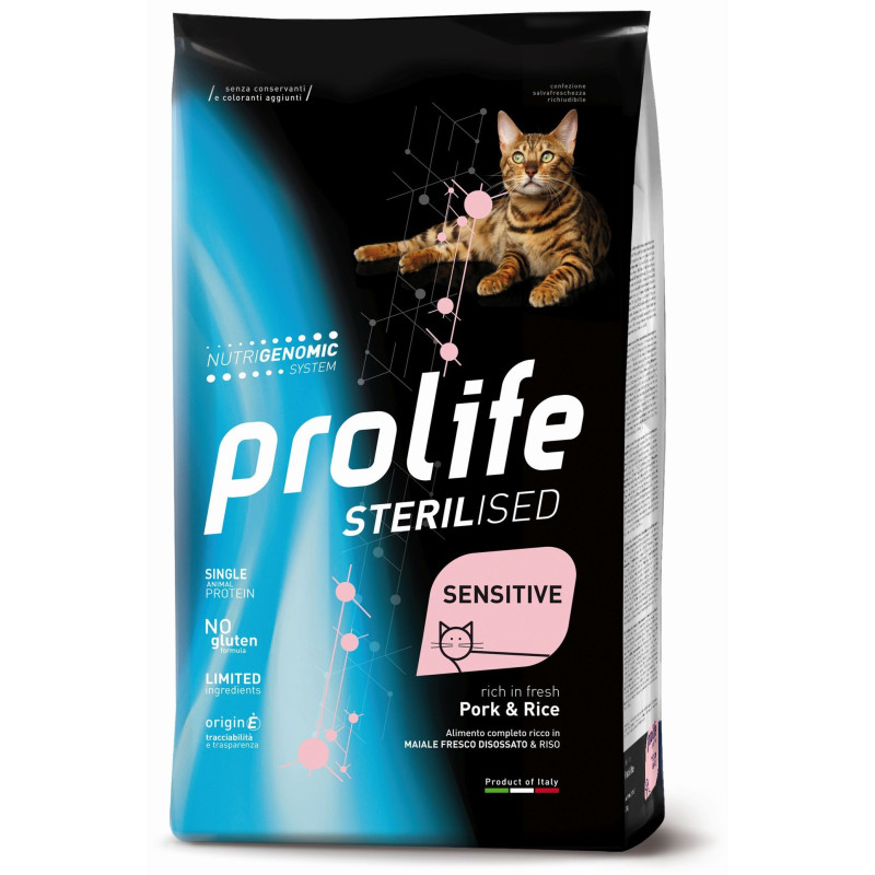 Prolife Gatto Sterilised Sensitive Adult Maiale Riso 1,5 kg