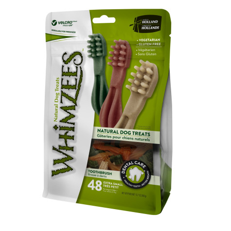 Whimzees natural toothbrush xs (weight 2-7kg) 48 snacks