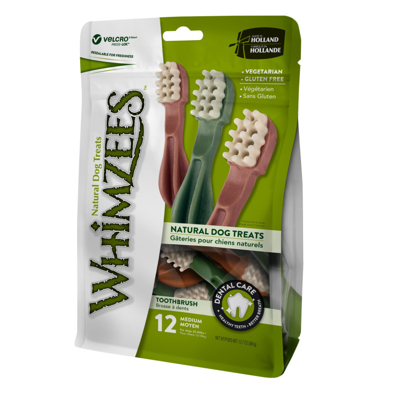 Whimzees Brosse à dents Naturelle M (peso 1218 kg) 12 friandises Whimzees Brosse à dents Naturelle M (peso 1218 kg) 12 friandises