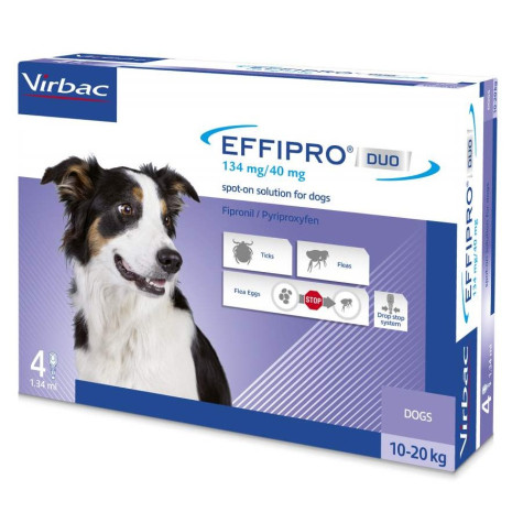VIRBAC Effipro Duo Dog 10-20 kg (4 pipettes)