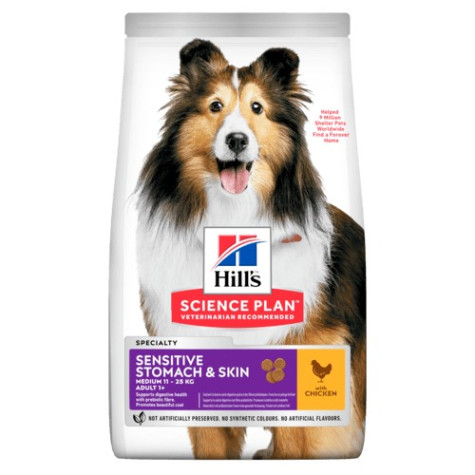 HILL'S Cane adult sensitive stomach & skin medium pollo 12 kg -