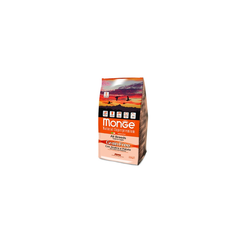 MONGE Natural Superpremium Grain Free au Canard et Pommes de Terre - All Breeds 12 kg