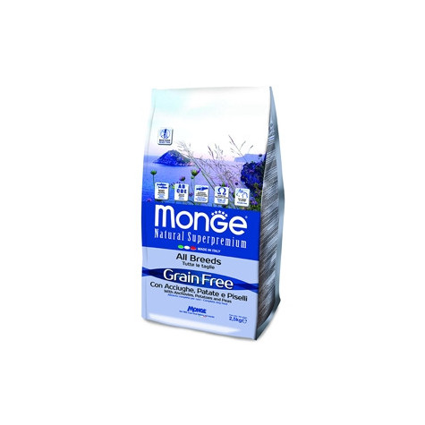 MONGE Natural Superpremium Grain Free con Acciughe, Patate e Piselli All Breeds 12 kg - 
