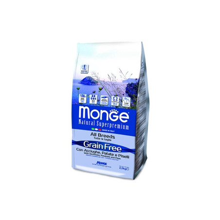 MONGE Natural Superpremium Grain Free con Acciughe, Patate e Piselli All Breeds 2,5 kg - 