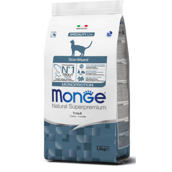 MONGE Natural Sterilised Monoprotein Trota 1,5 Kg. - 