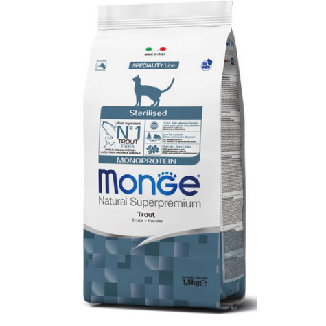 MONGE Natural Sterilised Monoprotein Trota 1,5 Kg. - 
