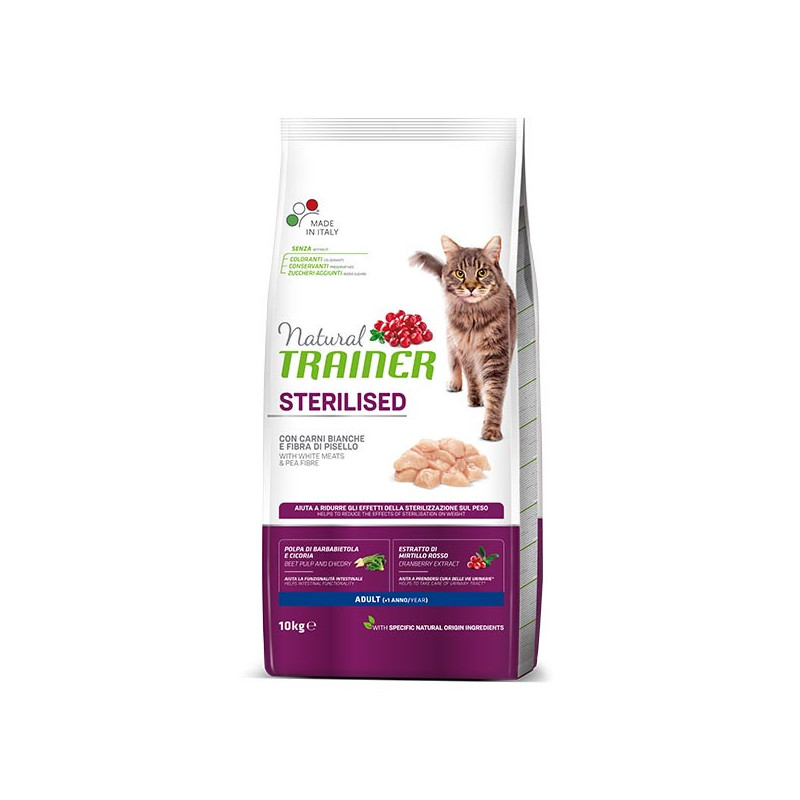 Trainer Natural Chat adult Sterilised avec carni bianche 10 kg Trainer Natural Chat adult Sterilised avec carni bianche 10 kg