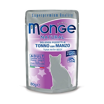 Monge Natural Superpremium Cotti a Vapore con Tonno e Manzo 80 gr. - 