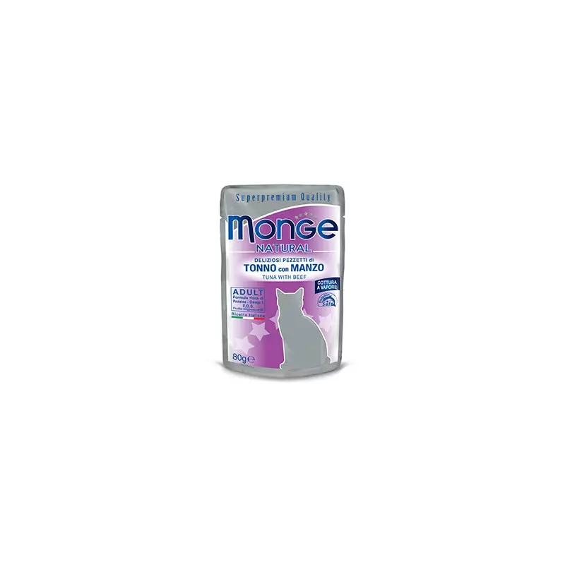 Monge Natural Superpremium Cotti a Vapore con Tonno e Manzo 80 gr.