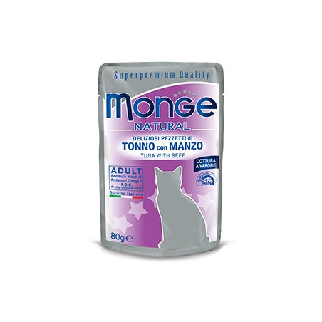 Monge Natural Superpremium Cotti a Vapore con Tonno e Manzo 80 gr. - 