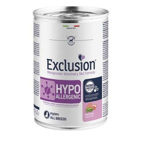 EXCLUSION Diet Hypoallergenic Puppy porc petits pois 6 x 400 g