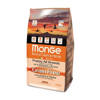 MONGE Natural Superpremium Grain Free con Anatra e Patate-All Breeds Puppy 2.5 kg - 