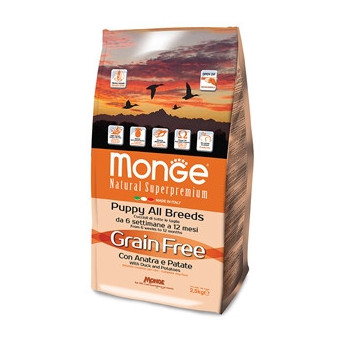 MONGE Natural Superpremium Grain Free with Duck and Potatoes-All Breeds Puppy 2.5 kg