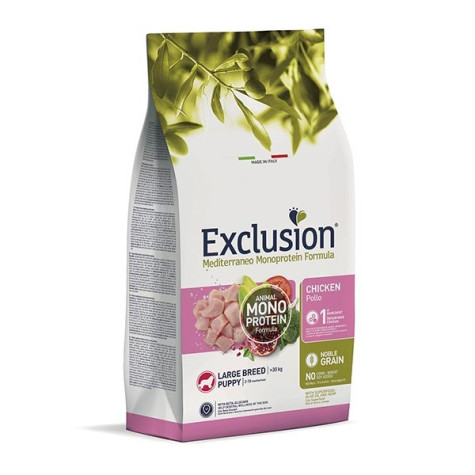 EXCLUSION MEDITERRANEO Monoproteico Puppy Taglia Grande Pollo 12 Kg. -