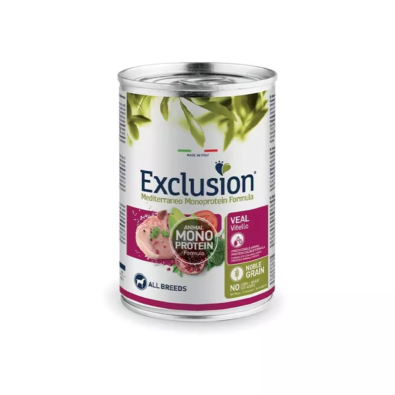 EXCLUSION Mediterraneo Monoproteico adult con Vitello 400 g EXCLUSION Mediterraneo Monoproteico adult con Vitello 400 g