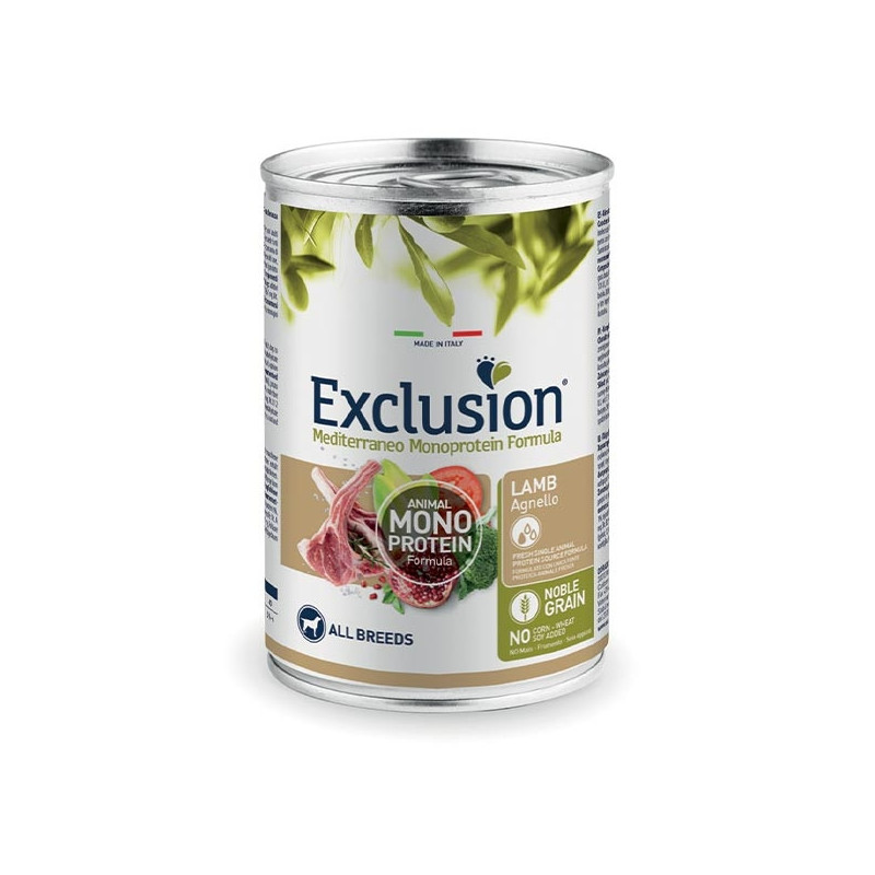 EXCLUSION Mediterraneo Monoprotéique adult Agneau 400 g EXCLUSION Mediterraneo Monoprotéique adult Agneau 400 g