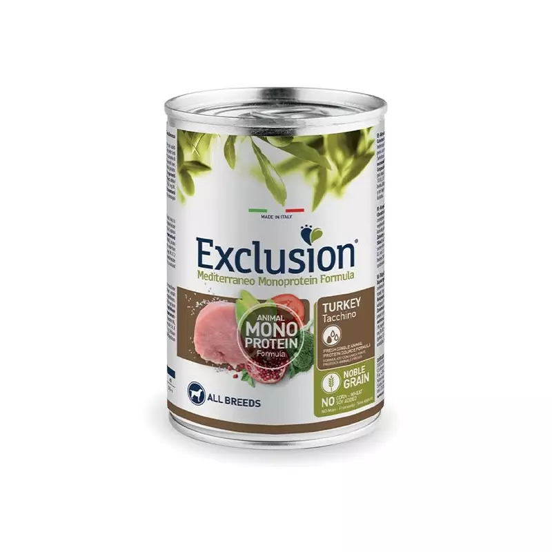 EXCLUSION Mediterraneo Monoproteico adult Tacchino 400 g