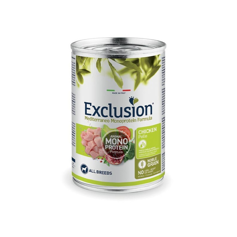 EXCLUSION Mediterraneo Monoprotéique adult au Poulet 400 g EXCLUSION Mediterraneo Monoprotéique adult au Poulet 400 g