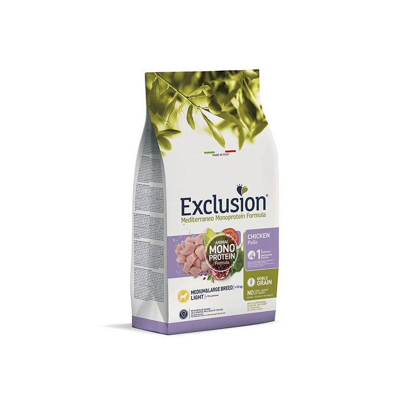 EXCLUSION Mediterraneo Monoprotéique Light medium Poulet 3 kg